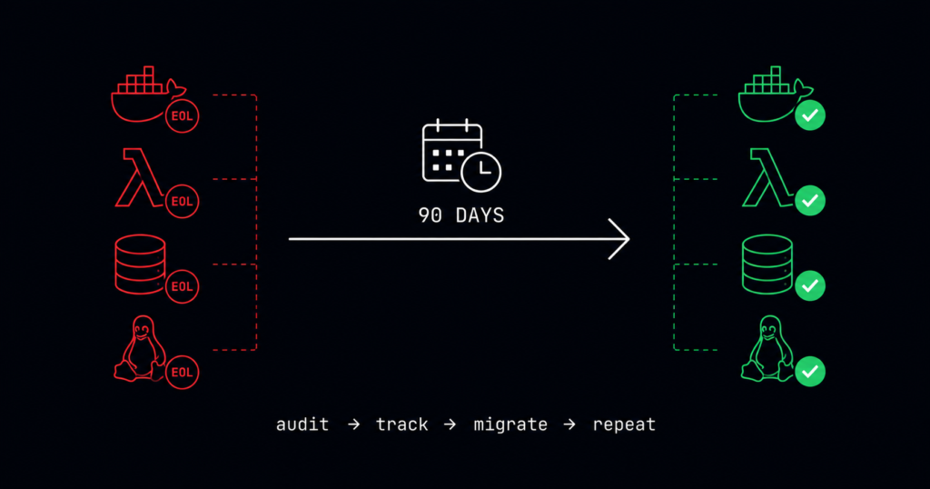 End of life software DevOps tracking and migration guide showing audit workflow